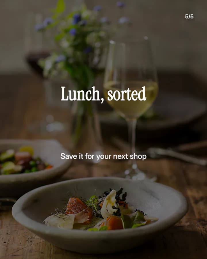 Slide 5: Lunch, sorted Save it for your next shop