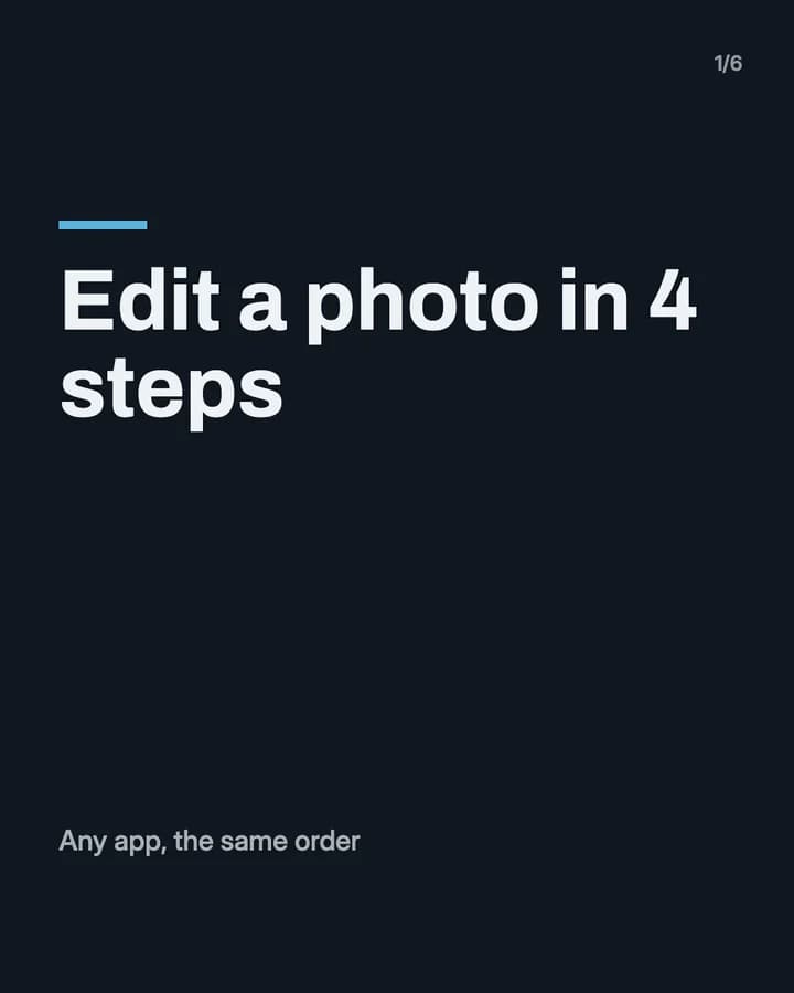 Slide 1: Edit a photo in 4 steps Any app, the same order