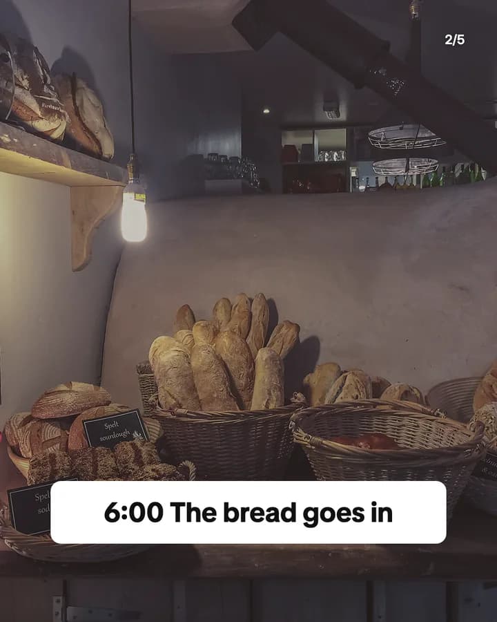 Slide 2: 6:00 The bread goes in