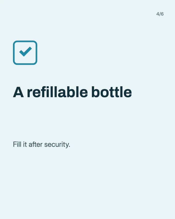Slide 4: A refillable bottle Fill it after security.