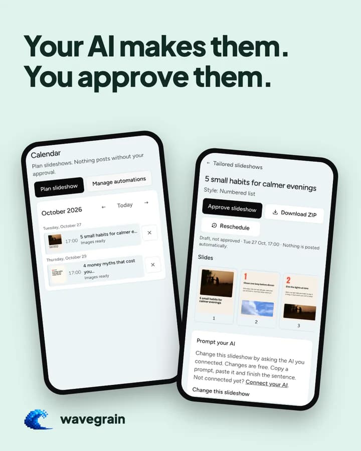 Slideshow cover: Your AI makes them, you approve them