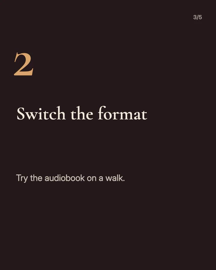 Slide 3: Switch the format Try the audiobook on a walk.