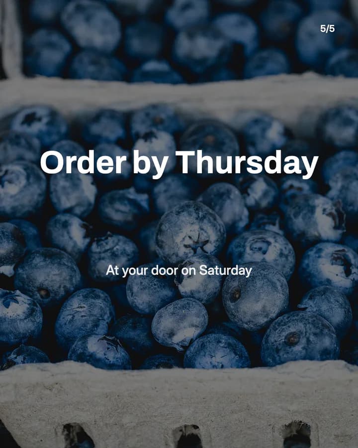 Slide 5: Order by Thursday At your door on Saturday
