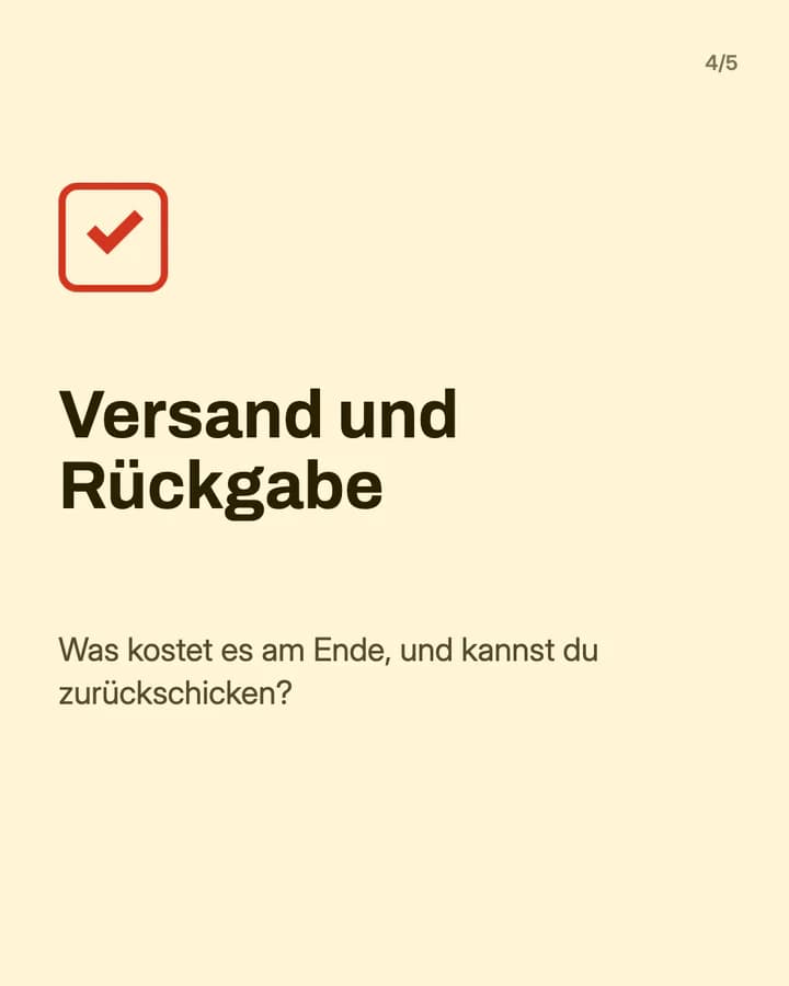 Slide 4: Versand und Rückgabe Was kostet es am Ende, und kannst du zurückschicken?