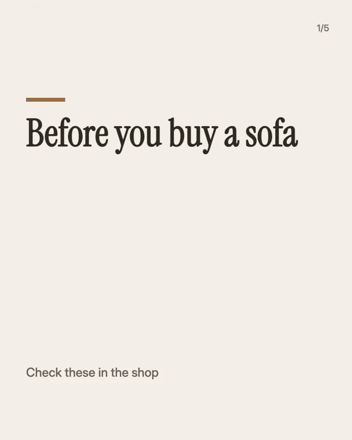 Slide 1: Before you buy a sofa Check these in the shop