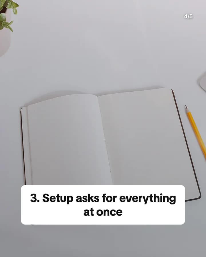 Slide 4: 3. Setup asks for everything at once