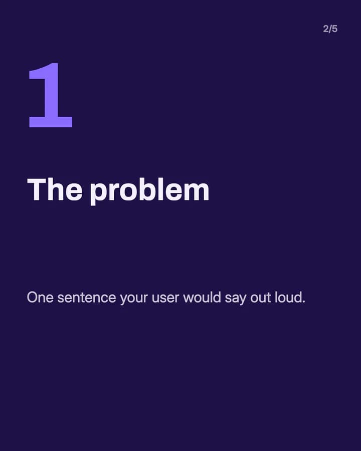 Slide 2: The problem One sentence your user would say out loud.