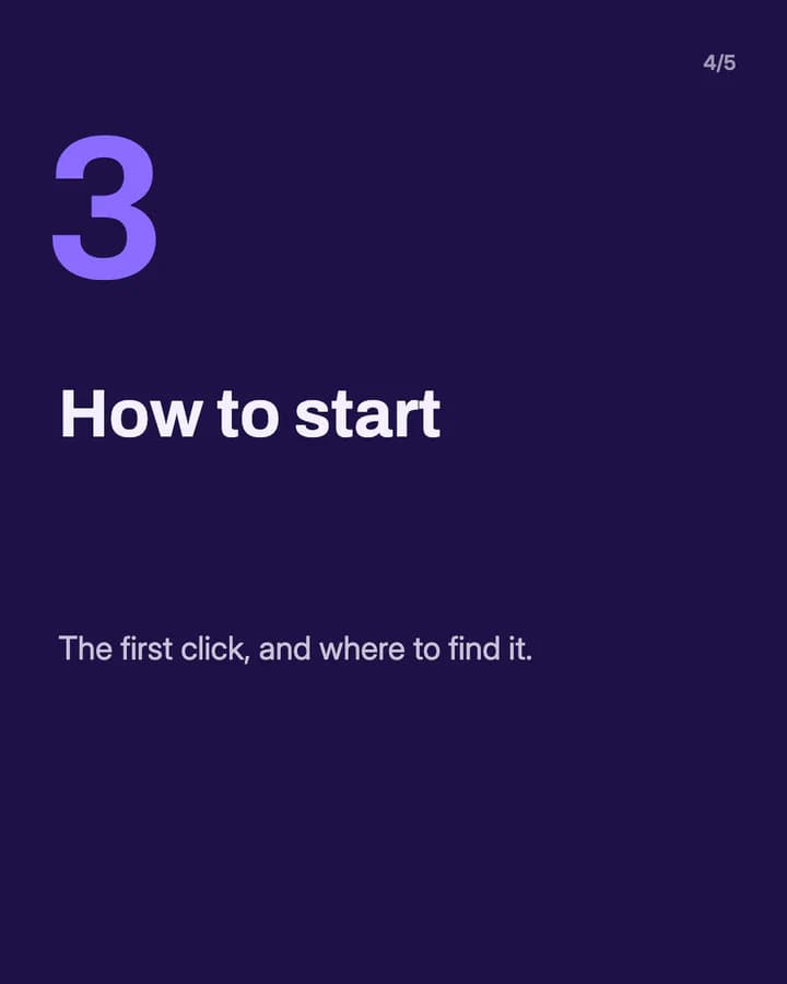 Slide 4: How to start The first click, and where to find it.