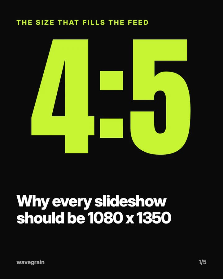 Slideshow cover: 4:5 is the size that fills the feed